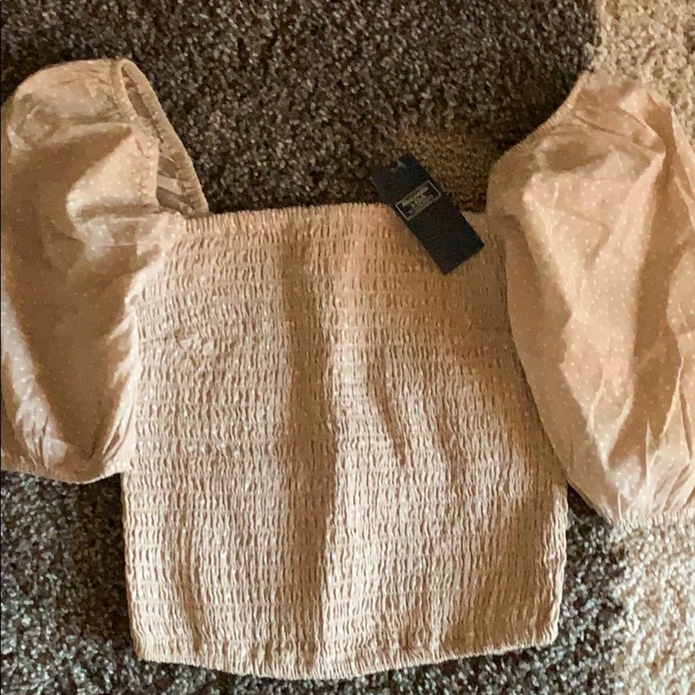 Crop Top with Puff Sleeves